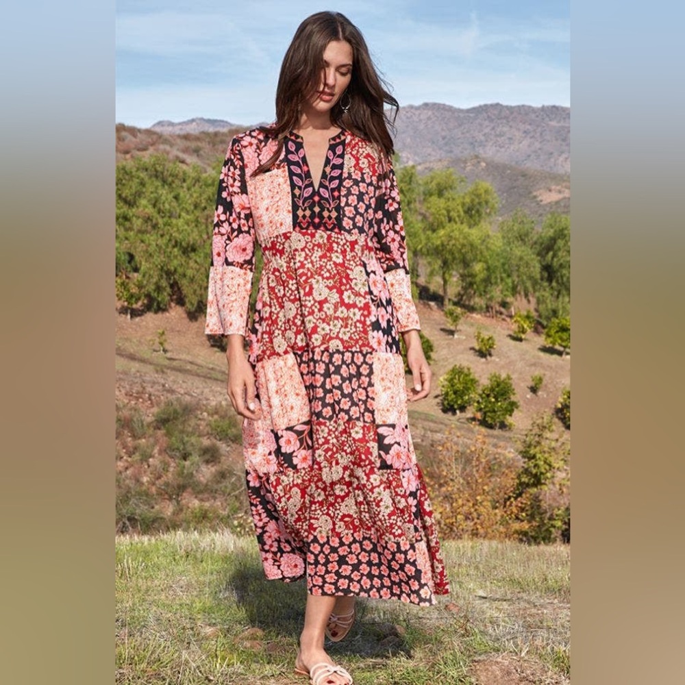 Johnny Was Flora tie back boho dress NWOT